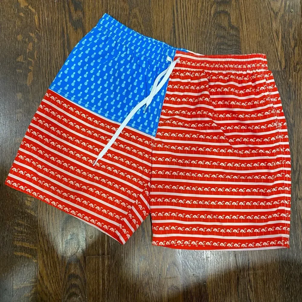 Chubbies Americana Swim Trunks Size 2X Large Red White Blue Stripe Elastic Waist - Picture 7 of 7